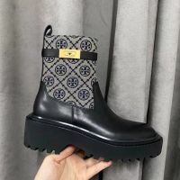 2023 new Tory Burch Two Colors T Monogram Series Winter New Thick Sole Fashion Ankle Boots