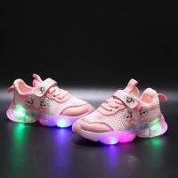 【Suge】รองเท้าเด็ก Girls Light Up รองเท้าเจ้าหญิงรองเท้าส่องสว่าง เด็ก Frozen Flash LED Shoes