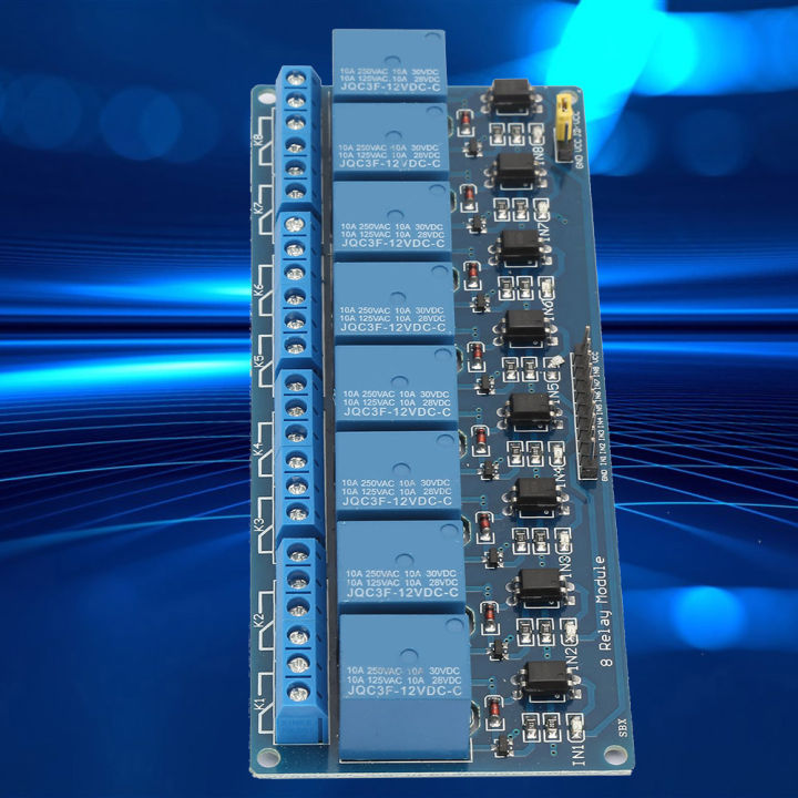 โมดูล-plc-สำหรับควบคุมโมดูลรีเลย์8ช่องสัญญาณพร้อมตัวแยกออปโตคัปเปลอร์บอร์ดสีฟ้า