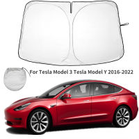 กันสาดป้องกันรถยนต์แบบพกพาพับได้สำหรับ Tesla รุ่น3รุ่น Y 2016 2017 2018อุปกรณ์เสริมม่านบังแดดหน้าต่าง