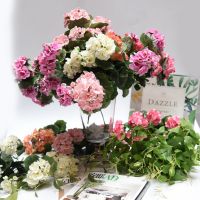 【hot】☬  1 Bunches 36cm Artificial Geranium Pink Flowers Wedding Garden Xmas