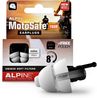 Alpine Hearing Protection Alpine MotoSafe Tour - Motorcycle Ear Plugs for Wind Noise Reduction - Motorcycle Hearing Protection - Ultra Soft Audible Filter Hearing Protection for Motorcycle - 1 Pair