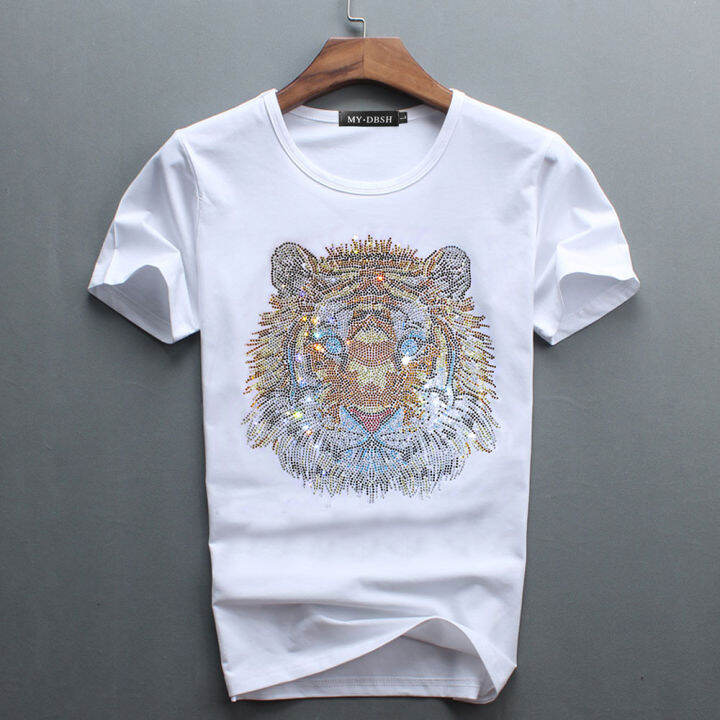 new-summer-mens-luxury-top-tees-new-male-tiger-t-shirt-cotton-fashion-diamond-bottoming-shirt-rhinestone-designer-man-tee-shirts