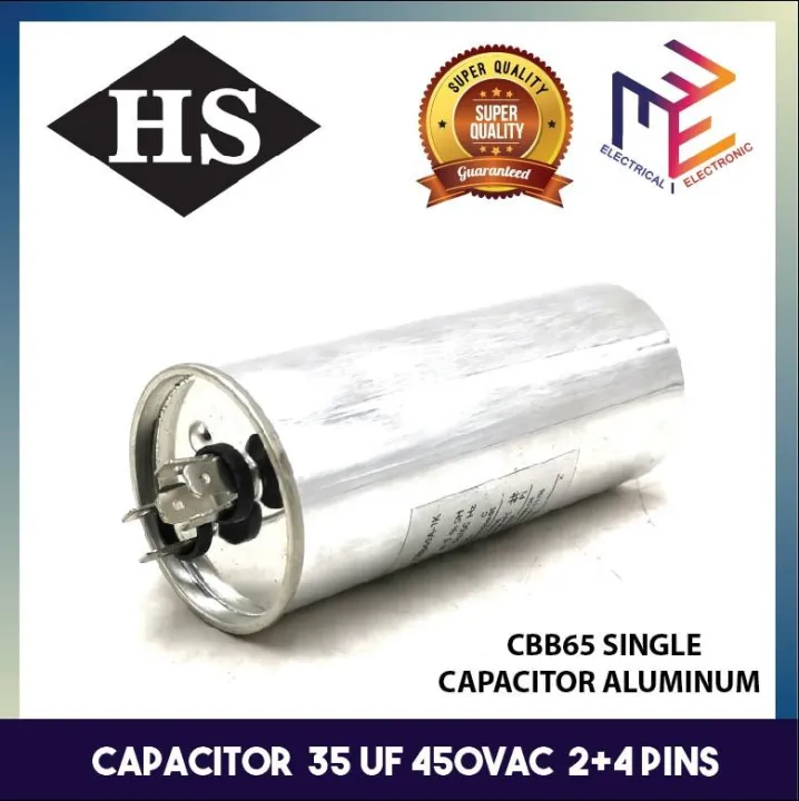 Capacitor 35 uf CBB65 Aluminum 450VAC Rated Motor Run Round Capacitor