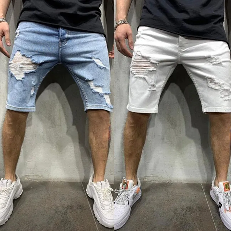 White Ripped Jeans Shorts  Ultra Slim Stretch Fit  Don Milyon