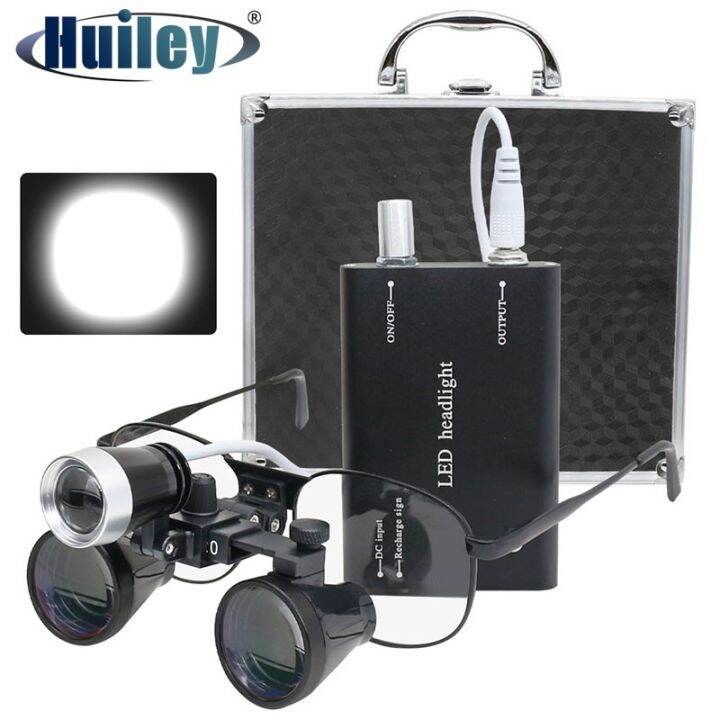 Dental Loupes Set 3.5X2.5X Dental Binocular Loupes LED Headlamp Lithium ...