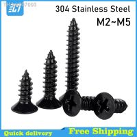 ♂▣△  10/30pcs Black 304 Stainless Steel Phillips Flat Countersunk Cross Self-tapping Wood Screw Bolt M2 M2.6 M3 M4 M5