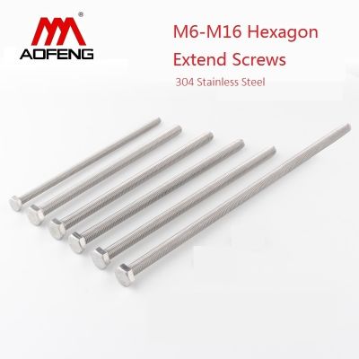 External Hexagon Extended Screws 304 Stainless Steel Outer Flat Hexagon Head Bolt for Machine M6 M8 M10 M12 M16 200mm 180mm Long Nails  Screws Fastene