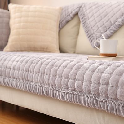 Winter Thicken Plush Sofa Cover Solid Color Universal Sofa Towel Cover Slip Resistant Couch Cover Sofa Towel for Living Room