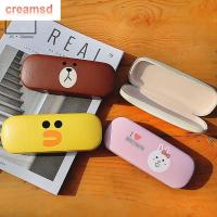 CREAMSD กล่องใส่แว่นนิรภัยซองแว่นตาสำหรับเด็กและผู้ชาย,กล่องแว่นตากล่องแข็งกล่องใส่แว่นอ่านหนังสือหนัง PU สำหรับผู้หญิงลายกระต่าย