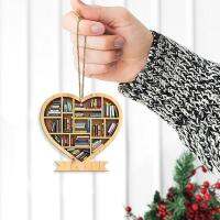 Acrylic Book Lovers Heart-shaped Bookshelf Pendant Tree Decorations Decoration Christmas Gifts P5V3