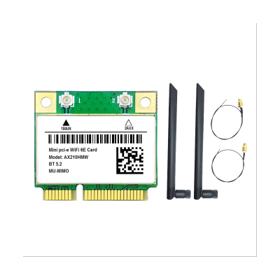 AX210HMW WiFi Card+2XAntenna WiFi 6E Mini PCI-E AX210 802.11Ax/Ac 2.4G/5G/6Ghz BT5.2 Wireless Adapter for Laptop