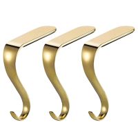 3Pcs Hook Up Christmas Decor Gold Clothes Rack Hooks for Keys Fireplace Hanger Christmas Metal Hook Metal S Hooks