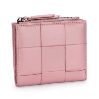 【CW】☊❄☄  Annmouler Fashion Wallets for Woven Leather Short Wallet Designer Female Billfold Coin Purse Card Holders