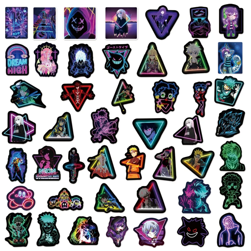 10/30/50/100PCS Anime Neon Light Graffiti Stickers for Toy Laptop Luggage  Car Motorcycle Cool