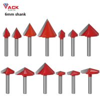 VACK 6mm Shank V Bit Wood Cutter CNC Solid Carbide End Mill 3D Router Bits สําหรับงานไม้เครื่องมือกัด 60R 90R 120R 150R