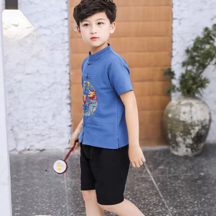 dreamer-esspreso-ชุดตรุษจีนเด็กเสื้อตรุษจีน2022-ชุดจีนสำหรับเด็ก-ชุดแฟชั่นแขนสั้นสไตล์จีนชุดคาร์ดิแกน