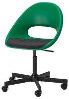 ELDBERGET/MALSKÄR Swivel chair + pad, green black/dark grey (เอลด์เบเรียต/มัลแควร์ , เขียว ดำ/เทาเข้ม)