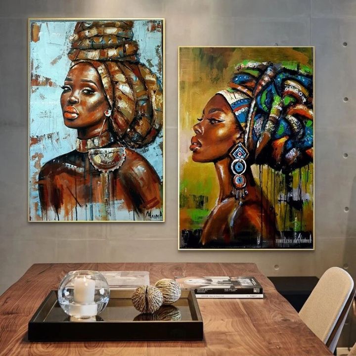 บทคัดย่อสาวแอฟริกัน-graffiti-art-โปสเตอร์และพิมพ์แอฟริกันสีดำผู้หญิงผ้าใบภาพวาด-wall-art-ภาพ-wall-decor