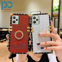 เคสโทรศัพท์ประกายสี่เหลี่ยมเพชรสุดหรูสำหรับ OPPO Realme C3 Realme C17 Realme C33 Realme C35 Realme 9 Pro เคสโทรศัพท์ยึดเคสที่มีห่วงซองนุ่มกันกระแทกฝาหลังมือถือ