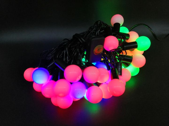 christmas-light-led-ไฟกระพริบได้-50-ดวง-ไข่ปลาใหญ่-กระพริบหลากสี-1-จังหวะ-สายยาว-9-เมตร-ใช้ไฟบ้าน220v-กันน้ำกันฝน