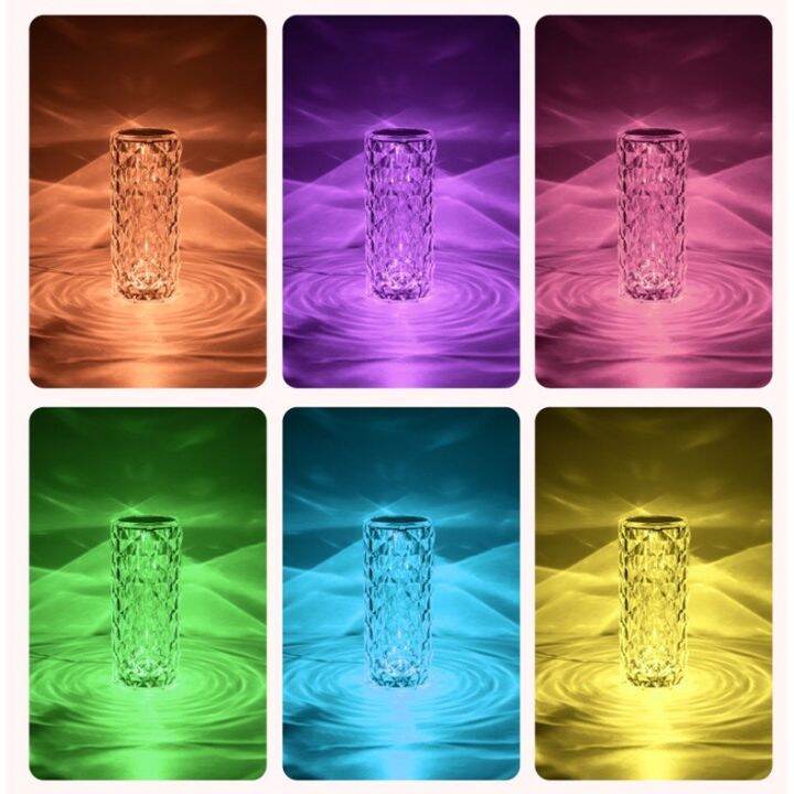 core-bellโคมไฟตั้งโต๊ะ-rgb-16สีled-โคมไฟดอกกุหลาบ-โคมไฟตั้งโต๊ะคริสตัล-โคมไฟคริสตัล-led-โคมไฟสวยๆ-ไฟตกแต่งห้อง-ชาร์จได้usbโคมไฟตั้งโต๊ะคริสตัลสงค์สํ