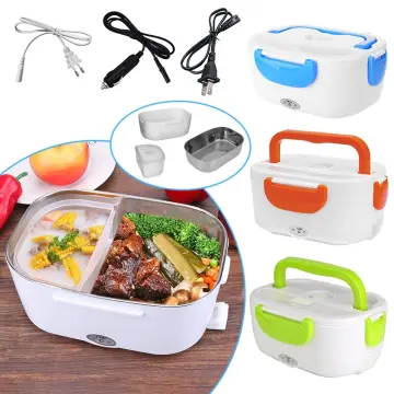 Portable Electric Fast Heated Removable Heating Food Heater Lunch Bento Box  Rice Container Office Home Multifunctional Food Warmer With Soup Bowl &  Spoon(EU/US Plug,Car Plug)
