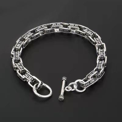 National Tide Retro Fashion Jewelry Personality Men Bracelet Six-character Mantra Transfer Bracelet Birthday Gift Wrist Jewelry