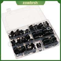 ZOWBRSH 52pcs แผ่นยางรอง ชุดจัดประเภทแคลมป์รัดสายเคเบิล 1/4 "5/16" 3/8 "1/2" 5/8 "3/4" เหล็กไร้สนิม คลิปหุ้มฉนวน ทนทานต่อการใช้งาน 6ขนาด ท่อหนีบท่อ เรือสำหรับเรือ