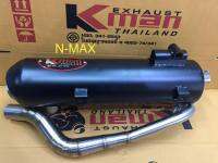 ท่อไอเสีย K-MAN YAMAHA N-MAX155  ผ่าหมก ปลายดำ คอสแตนเลสแท้เกรด20A  แถมสติ๊กเกอร์ ม.อ.ก ฟรี คอz