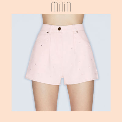 [MILIN] High waisted denim shorts with crystal กางเกงยีนส์ขาสั้นเอวสูง ประดับคริสตัล / Pumpkin Shorts