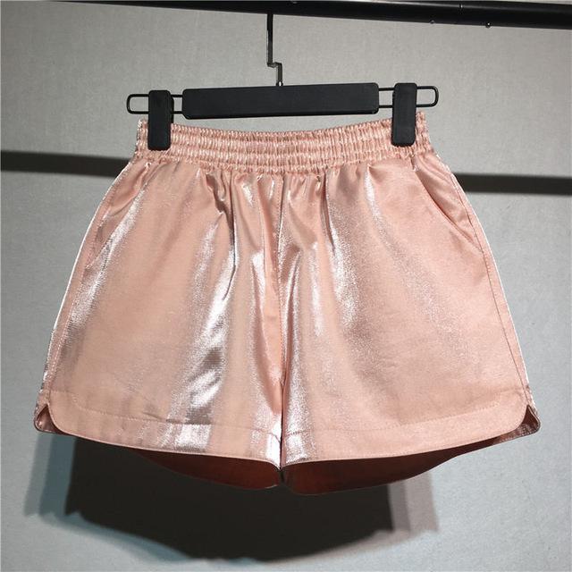 spring-elastic-high-waist-shorts-women-casual-streetwear-bright-silk-mini-hot-shorts-poket-sexy-mujer-wide-leg-shorts-summer