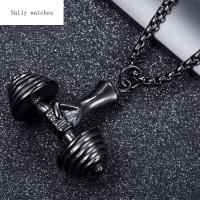 SALLY Silvery Silvery Steel ไททาเนียมสีดำเหล็กผู้ชายเครื่องประดับออกกำลังกายสไตล์วินเทจพั้งค์ดัมเบลจี้ผู้ชายสไตล์เกาหลีสร้อยคอแร็ปเปอร์สร้อยคอโชคเกอร์เสริมบุคลิก