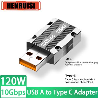 120W OTG Adapter Zinc Alloy USB A to Type C 10Gbps Usb Male to USB-C Female Connector for Phone Ipad Macbook Adaptador