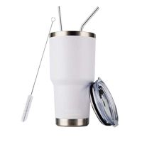 30 Oz  Insulated Tumbler With Straw &amp; Cleaner - Retains Temperature Up To 24Hrs ,Double Wall Vacuum Technology