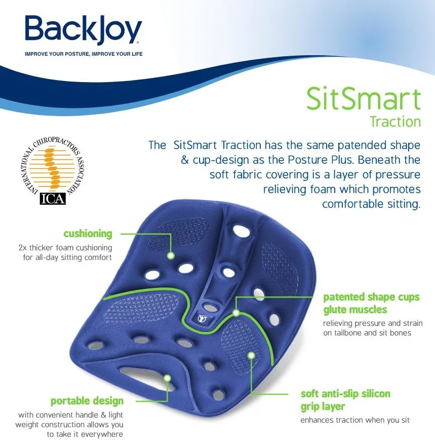 BackJoy SitSmart Posture Core Seat Pad, Designed for Lower Back
