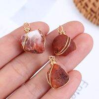 (CIUYA)มือแผลดิบ Carnelian กับลวดทองคดเคี้ยวคริสตัลสีส้มรักษาหินจี้เครื่องประดับ DIY ของขวัญสำหรับผู้หญิงผู้ชาย