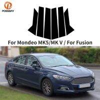 สติกเกอร์ติดกรอบหน้าต่างประตูรถยนต์6ชิ้นสำหรับ Ford Mondeo MK5 /Mk V Fusion 2014-2022 B C ฝาครอบคอลัมน์ตกแต่ง