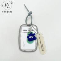 RONGLA เคสป้องกันบัตรเข้าใช้น่ารักสร้างสรรค์โฟโต้การ์ดแบบ Kpop Star ที่ใส่จอแสดงภาพที่ใส่พวงกุญแจเครื่องประดับซองใส่บัตร PVC สไตล์เกาหลีเคสใสสำหรับใส่บัตรผู้หญิง