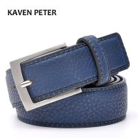 ﹉❁┅ Fashion Accessories Trends Jeans Belt Men Cowskin Blue Dress With Belt Accessories For Men Trouser Waistband Silver Metal Belt