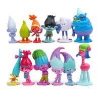 12pcs/lot Trolls Action Figure Poppy Simulation Model Kids Toys Children Gift Solid Doll Ornaments Cake Decoration