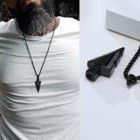 URN NECKLACE STAINLESS STEEL ARROWHEAD KUNAI PRIMAL PENDANT FOR MEN TRIBAL SPEARHEAD SURF JEWELRY