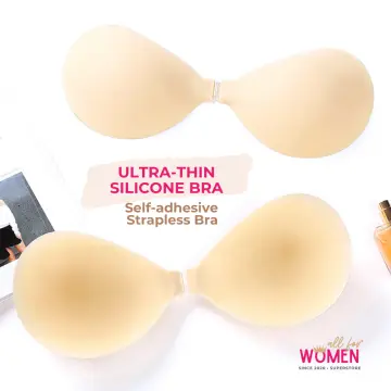 Strapless Bra Self Adhesive Backless Silicone Stick-on Push up Bra for  Women|| Cup bra for women and girl cream black colour combo [pack of-2]