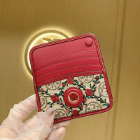 tb Rose Embroidered tory burchˉCard Holder Multi-Card Clutch Bag Zipper Short Womens Wallet Cowhide Retro Coin Purse for Girlfriend with box