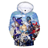 2021 Genshin Impact Anime Game Couple Casual Cosplay Hoodie Amber Fluorescent Kaiya Print Hip Hop Hooded Tops