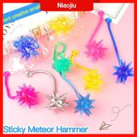 NIAOJIU Random Color เล็ก ความแปลกใหม่ หนืด Soft TPR Vent Creative Toy ลูกบอลกาว Sticky Meteor Hammer ยางยืด