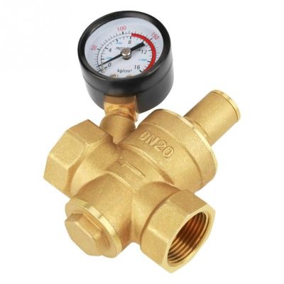 ❃ Brass DN20 Adjustable Water Pressure Gauge Regulator Reducer Valve with Meter 0.05-0.8Mpa Tools Accessory