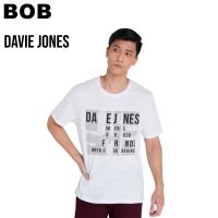 BoB-DAVIE JONES เสื้อยืดพิมพ์ลาย สีขาว ทรง Regular Fit Graphic Print T-Shirt in white TB0210WHSMLXL-3XL unisex #polo