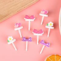 1 Set Cute Cartoon Animal Children Fruit Fork Plastic Bento Lunch Snack Cake Dessert Toothpick Kitchen Tableware Decoration