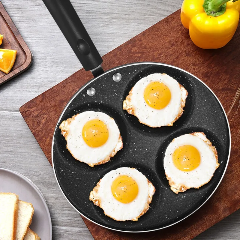 Black Non-stick Four-hole Frying Pot Thickened Omelet Pan Egg